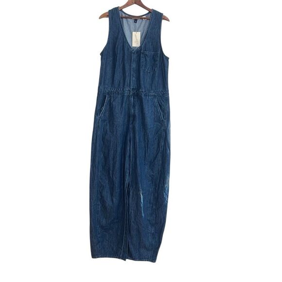 Universal Thread NWT Curved Leg Sleeveless Denim Jumpsuit Medium Wash Size 16 - Picture 4 of 12